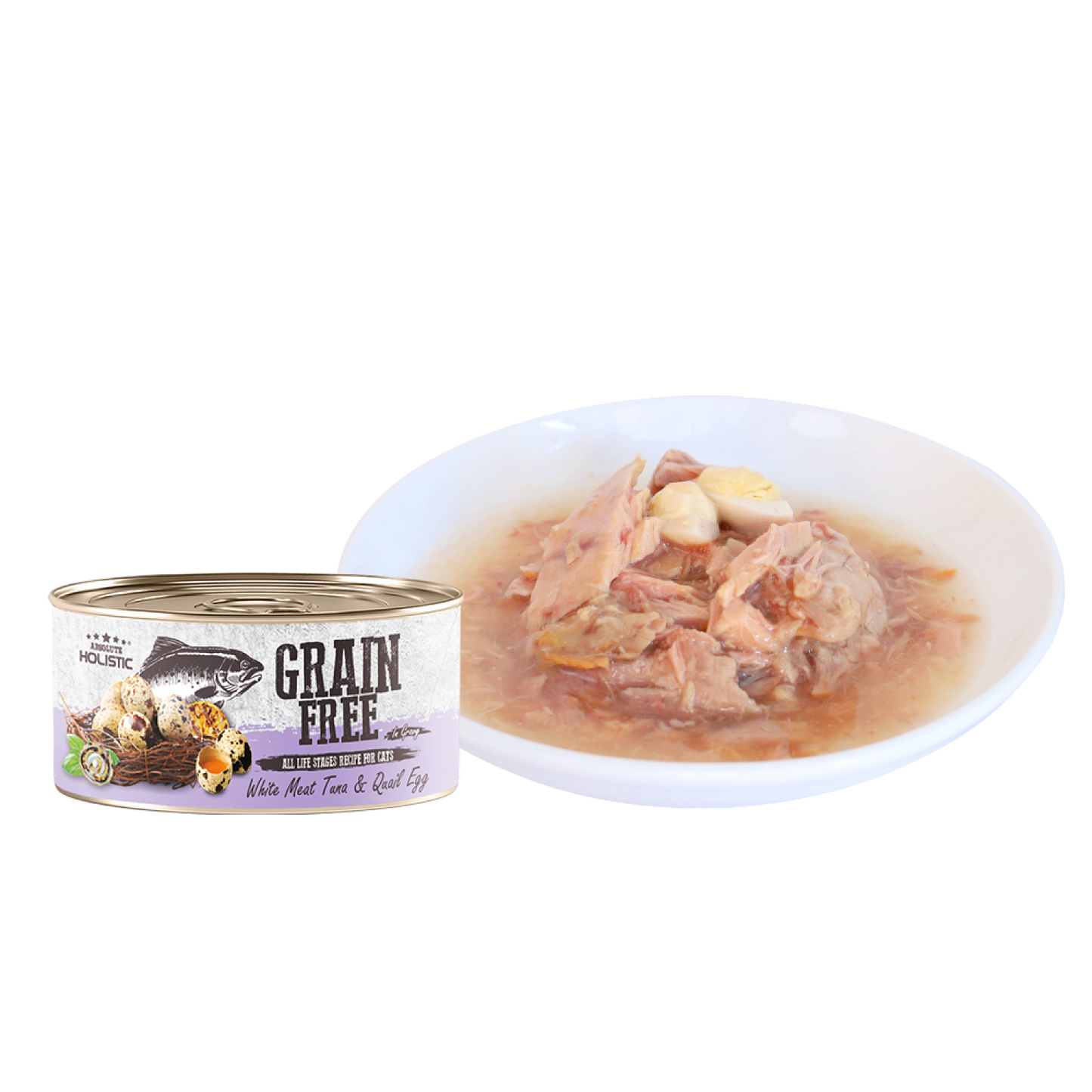 Absolute Holistic Grain Free (Cat) White Meat Tuna & Quail Egg 80g-SPCA HK