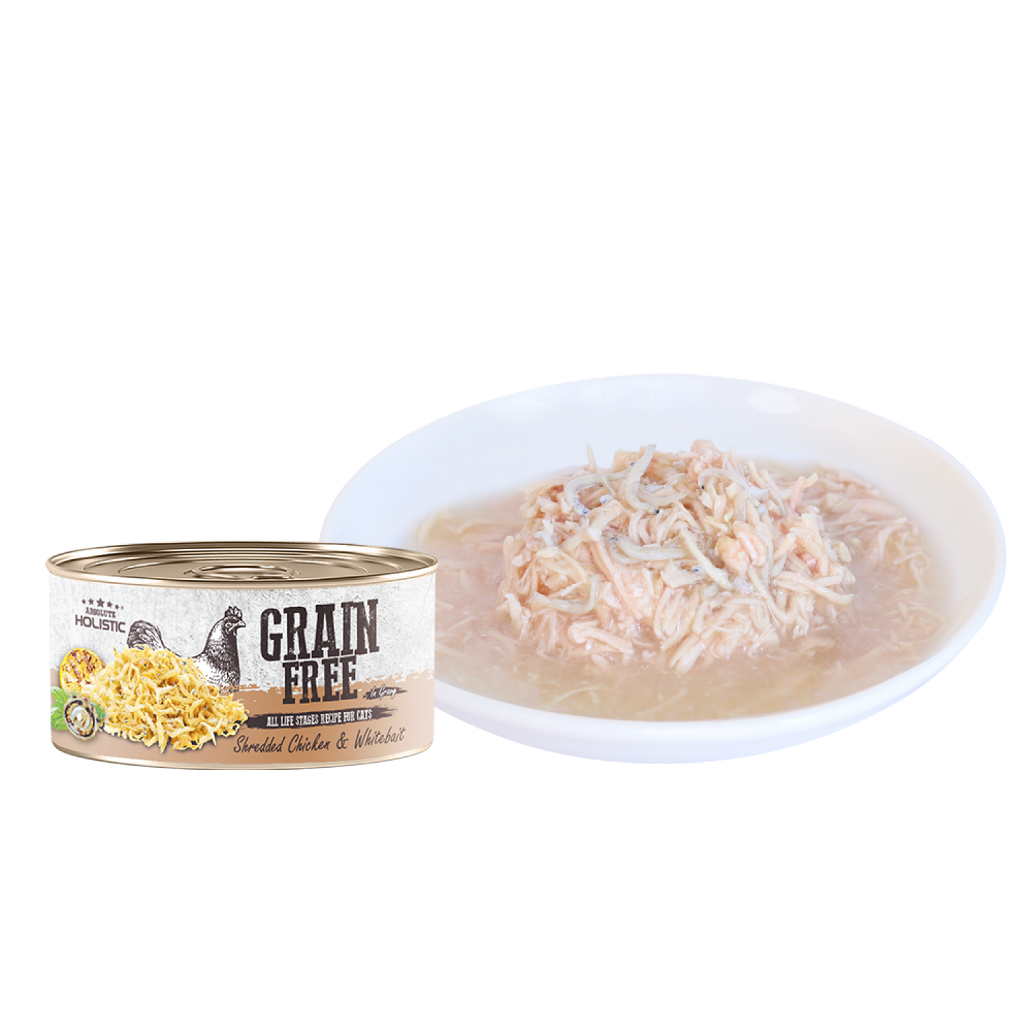 Absolute Holistic Grain Free (Cat) Shredded Chicken & Whitebait 80g-SPCA HK