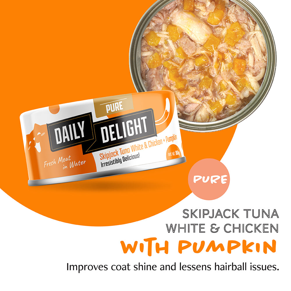 Daily Delight Pure-Skipjack Tuna & Chicken W/Pumpkin 80g #DD42-SPCA HK