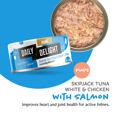 Daily Delight Pure-Skipjack Tuna & Chicken W/Salmon 80g #DD43-SPCA HK