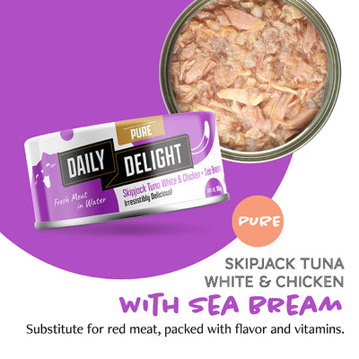 Daily Delight Pure-Skipjack Tuna & Chicken W/Seabream 80g #DD44-SPCA HK