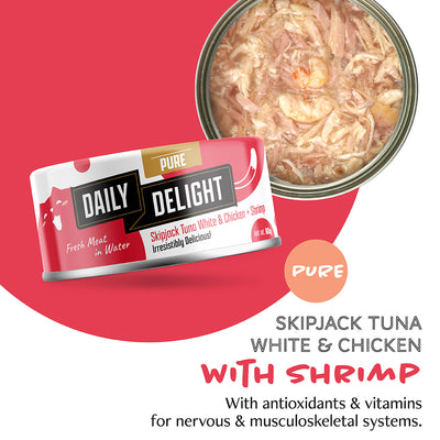 Daily Delight Pure-Skipjack Tuna & Chicken W/Shrimp 80g #DD45-SPCA HK