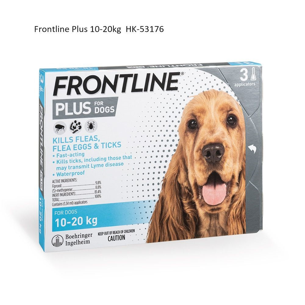 Frontline Plus狗隻專用(中型犬)殺蟲滴劑 (適合8週齡或以上 及 10-20kg) - 3支裝