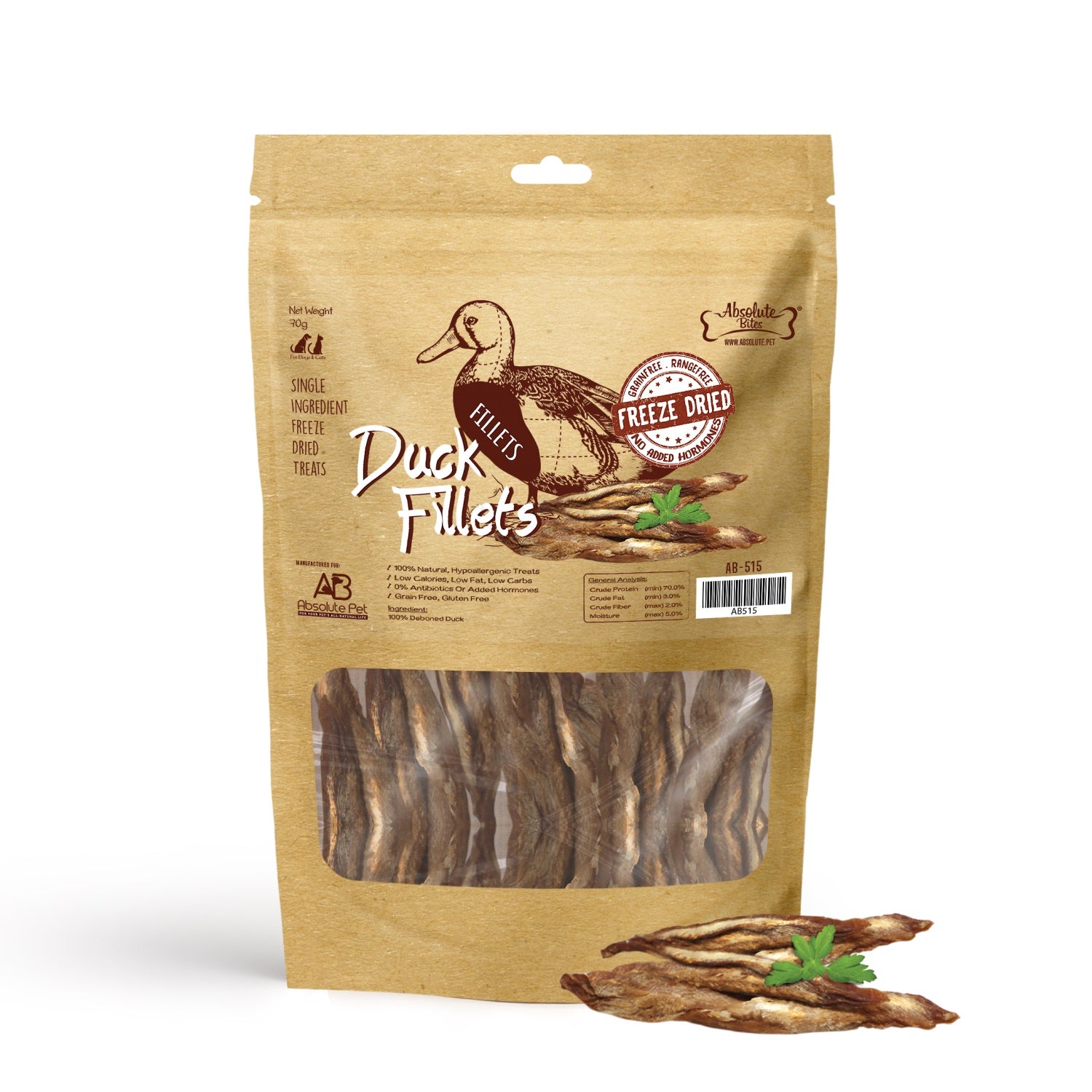 Absolute Bites Smoke Duck Fillet 70g #AB515-SPCA HK