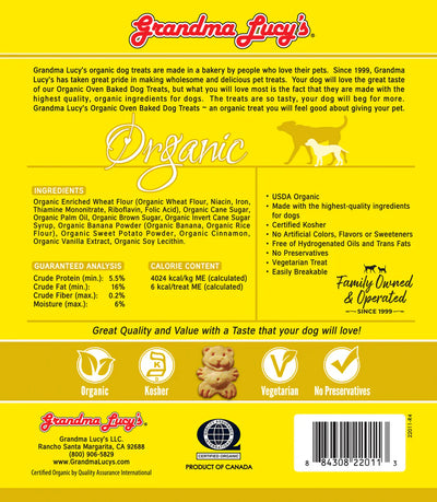 GrandmaLucys Organic Oven Baked Dog Treats-Banana & Sweet Potato 14oz
