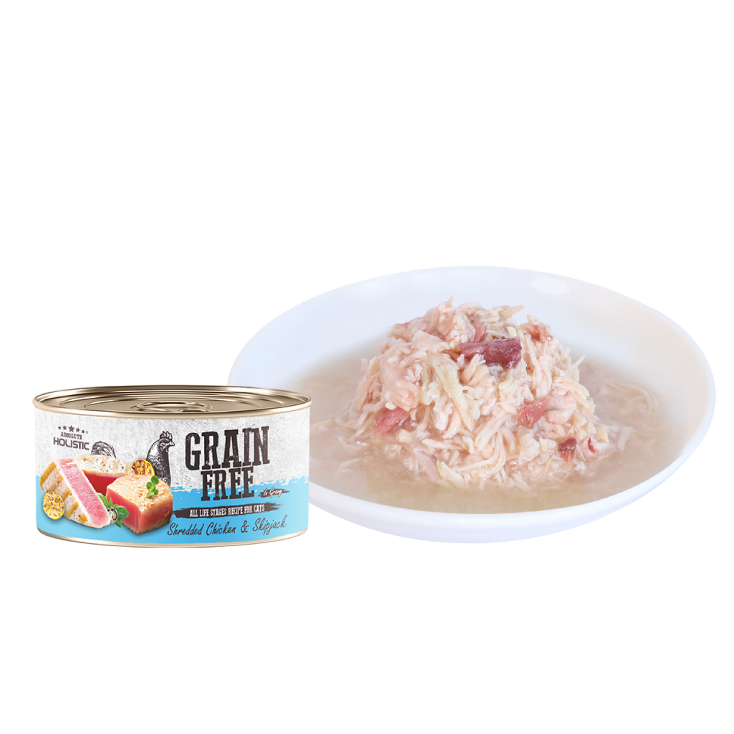 Absolute Holistic Grain Free (Cat) Shredded Chicken & Skipjack 80g-SPCA HK