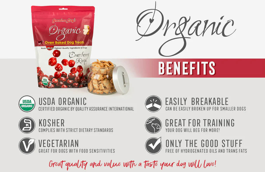 GrandmaLucys Organic Oven-Baked Dog Treats Cranberry 14oz
