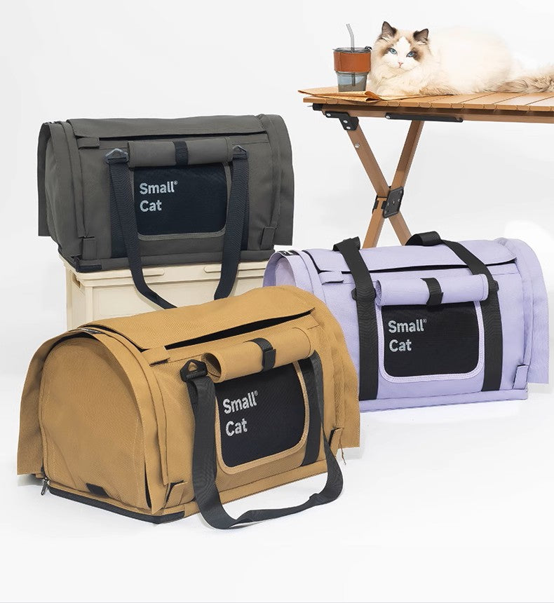 Small Cat Pet Shoulder Bag- Grey/Kahki/Purple