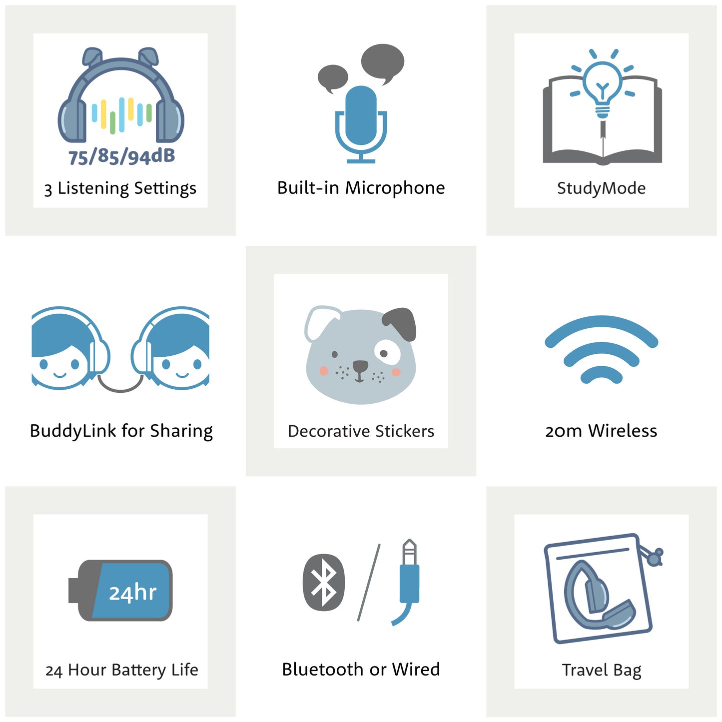 Buddy Phones PlayEars Plus Wireless+Animal Ears (Dog)