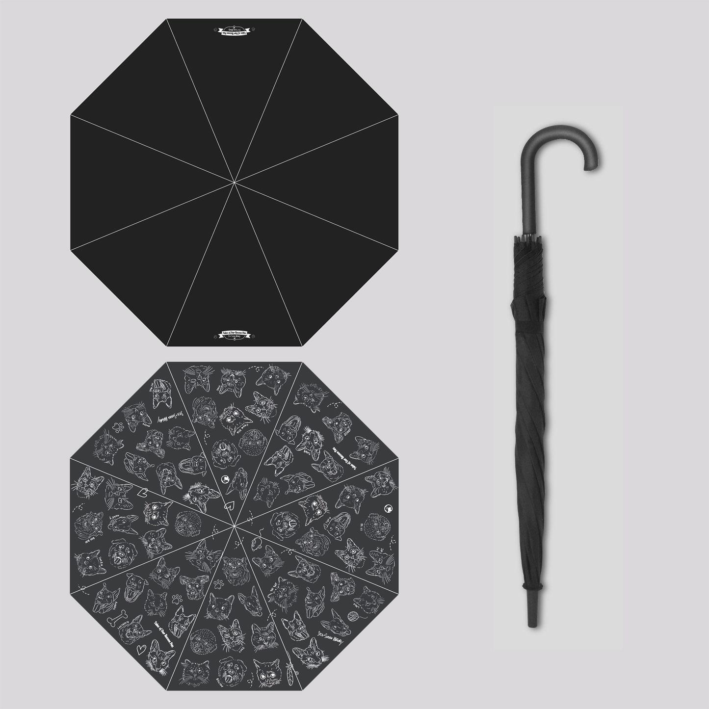 Tales Of Our Rescue Pets Black Out Edition Straight Umbrella
