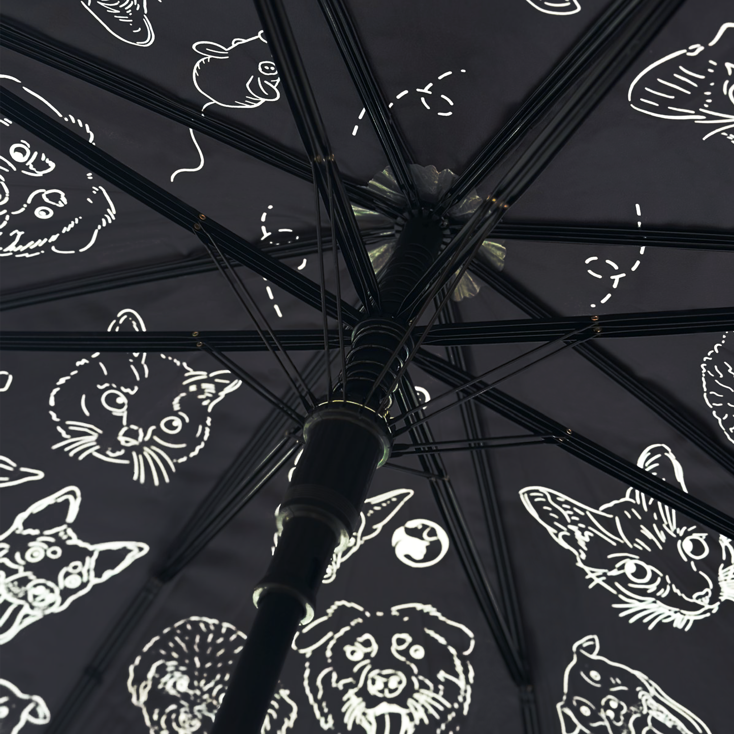 Tales Of Our Rescue Pets Black Out Edition Straight Umbrella