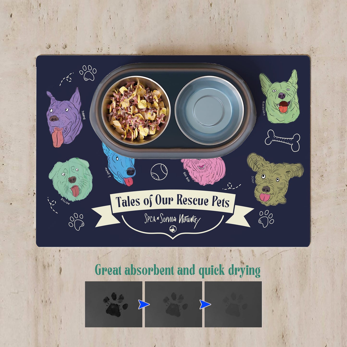 Tales of Our Rescue Pets Absorbent Pet Food Mat-SPCA HK