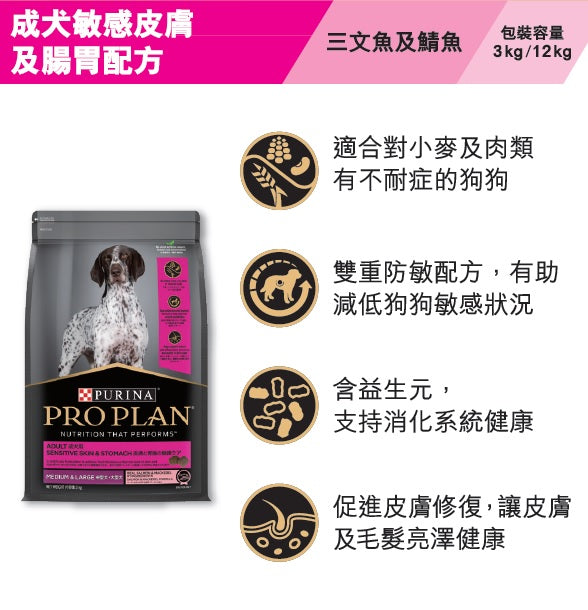 ProPlan 成人敏感肌膚和胃部 12kg#12347811