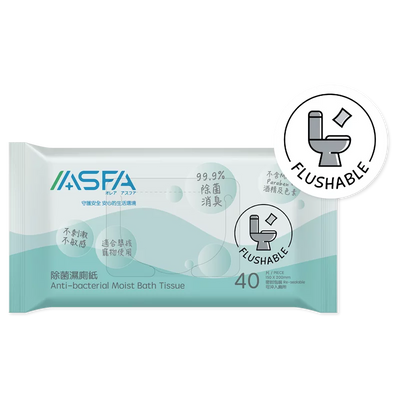 ASFA- Anti bacterial Moist Bath Tissue (40 sheets) Promotion Pack x4