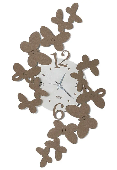 Arti&Mestieri Modern wall clock with butterflies Papillon