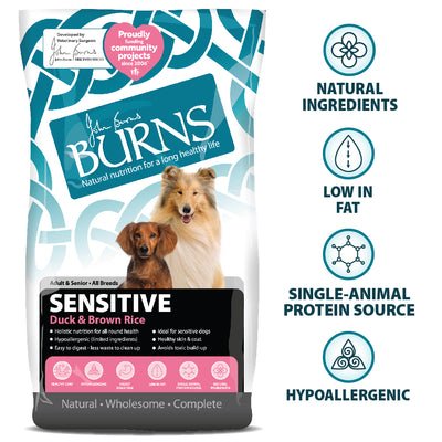 BURNS Sensitive Duck & Brown Rice Dog Dry Food 2kg