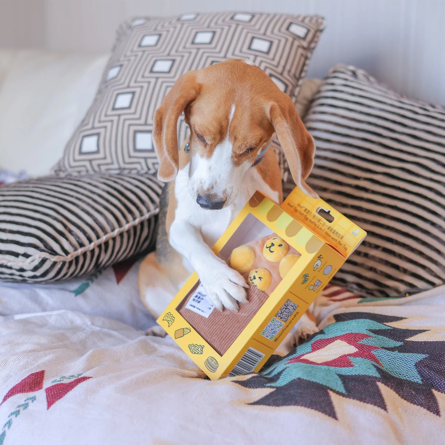 Woof² | Egg Puff/Waffle 2-in-1 Nosework Soft Plush Pet Toy