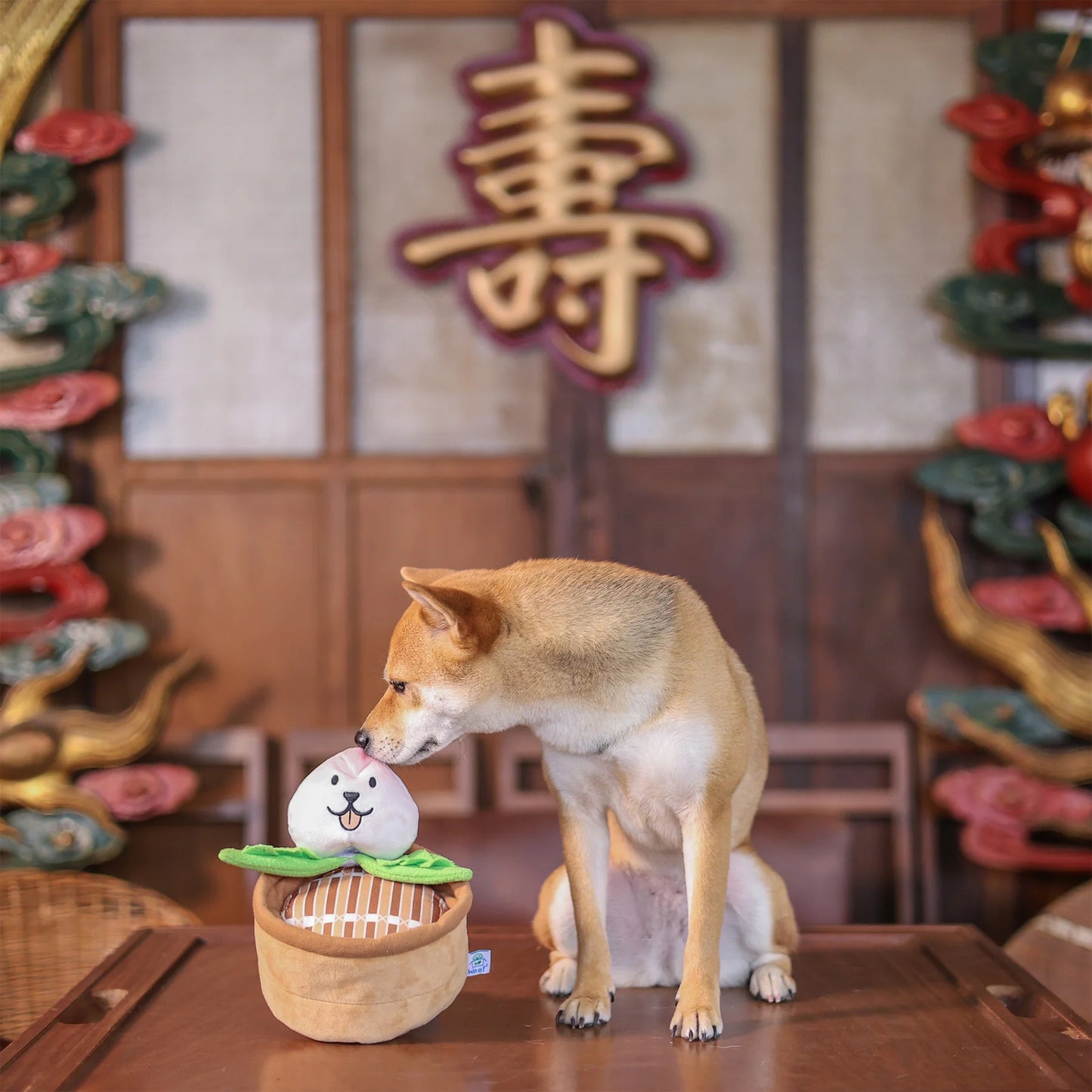 Woof² | Chinese Birthday Peach Bun 3-in-1 Nosework Soft Plush Pet Toy