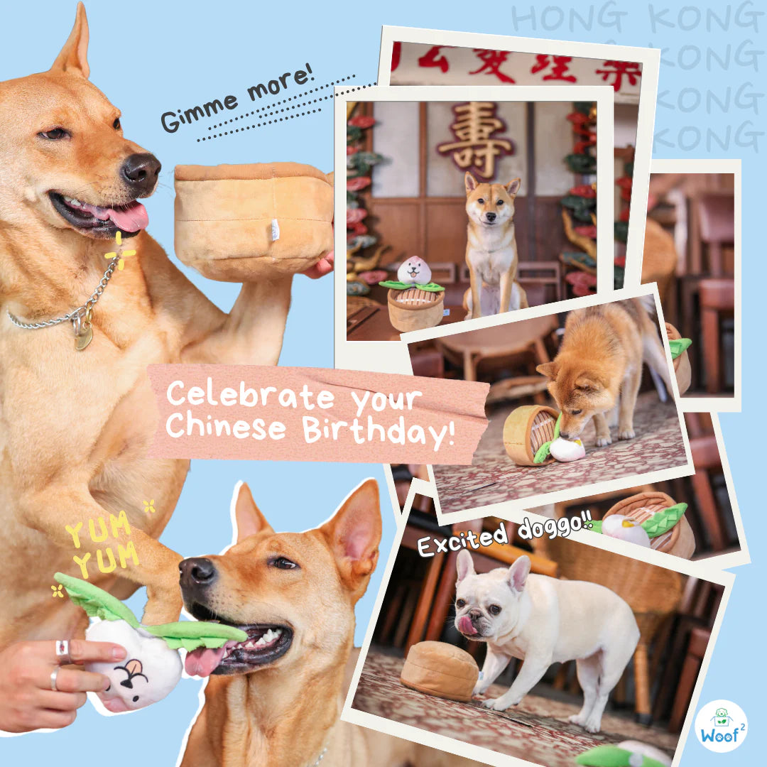 Woof² | Chinese Birthday Peach Bun 3-in-1 Nosework Soft Plush Pet Toy
