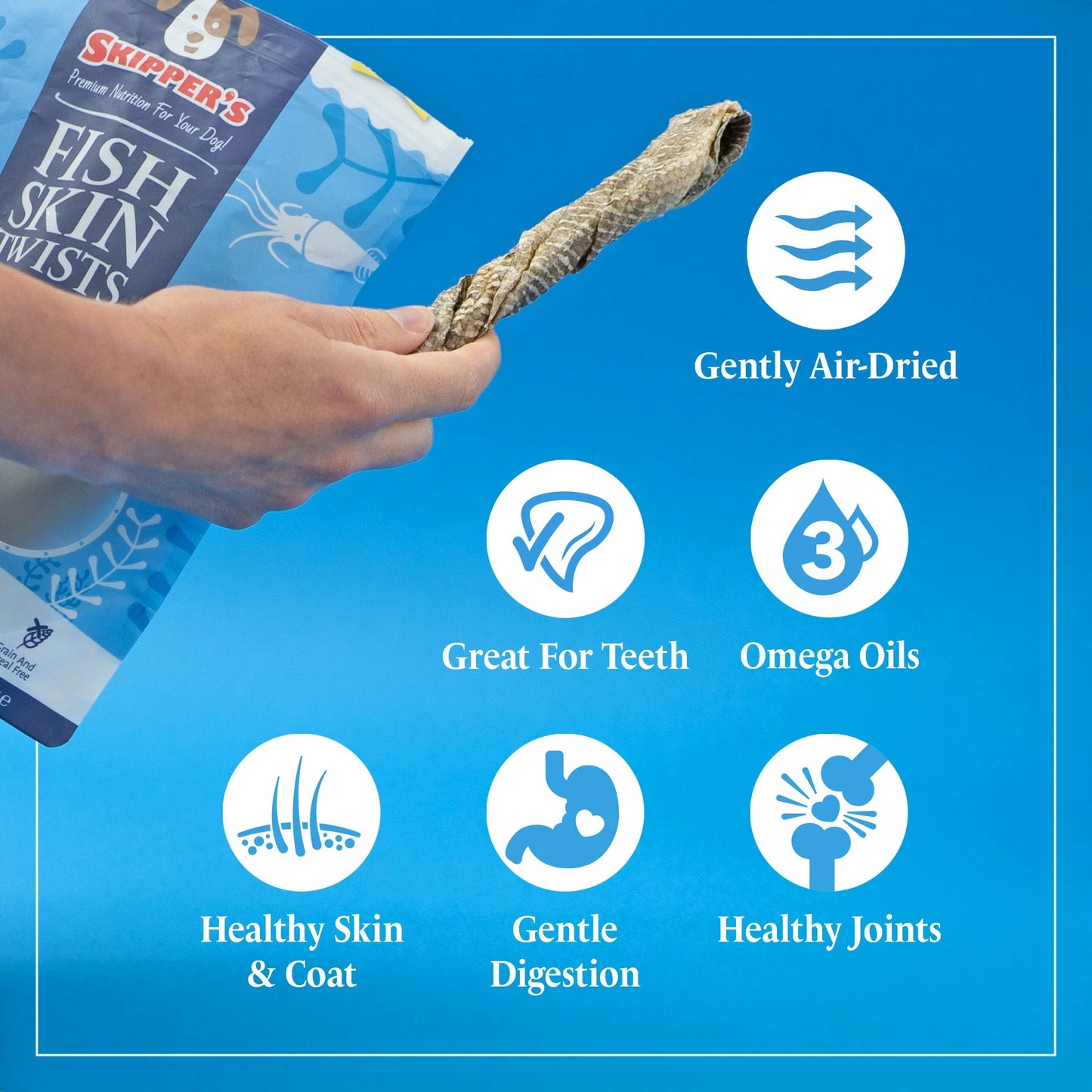 Skipper’s Fish Skin Twists Short 天然膠原魚皮紐棒 200g