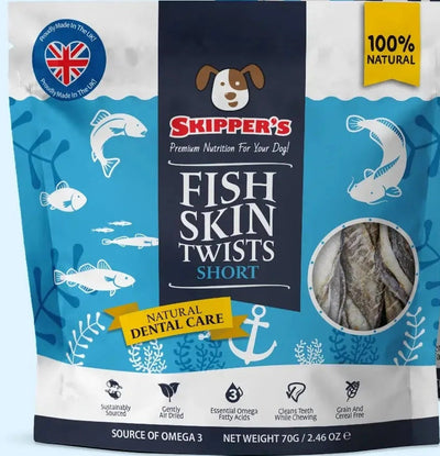 Skipper’s Fish Skin Twists Short 天然膠原魚皮紐棒 200g
