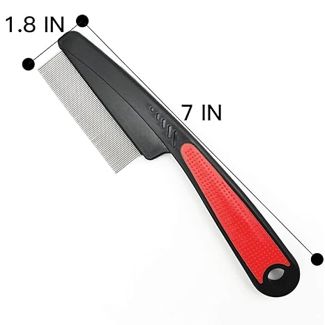 Flea Comb W/Red & Black Handle (L) #PC01113002