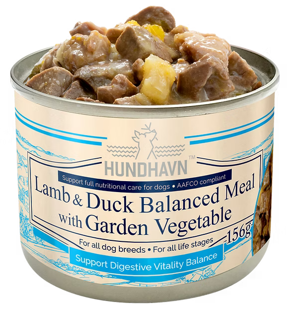 HUNDHAVN- 羊肉及鴨肉田園蔬菜均衡鮮營狗主食罐  156g 