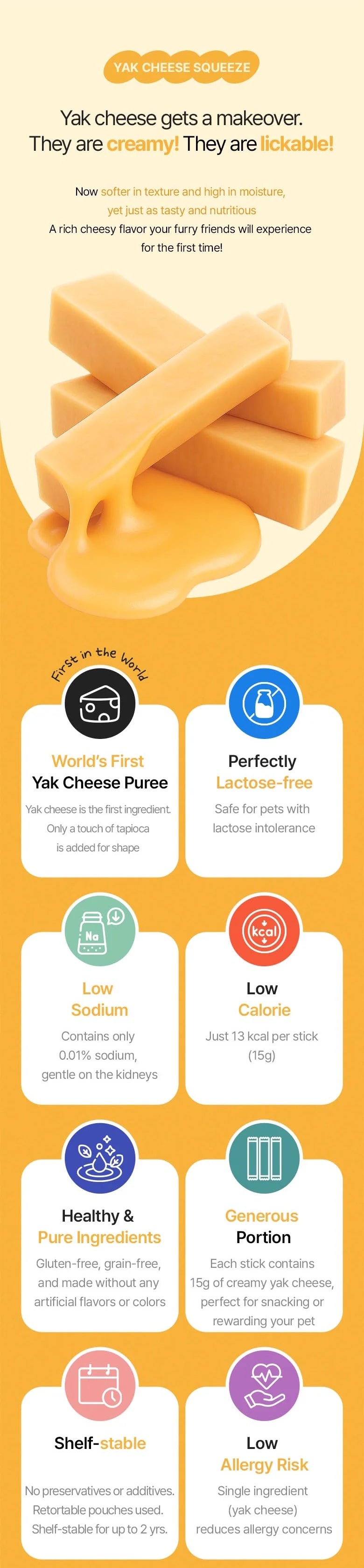Pet in Love Yak Cheese Squeeze (No Added Salt) 15g x 12 Chews