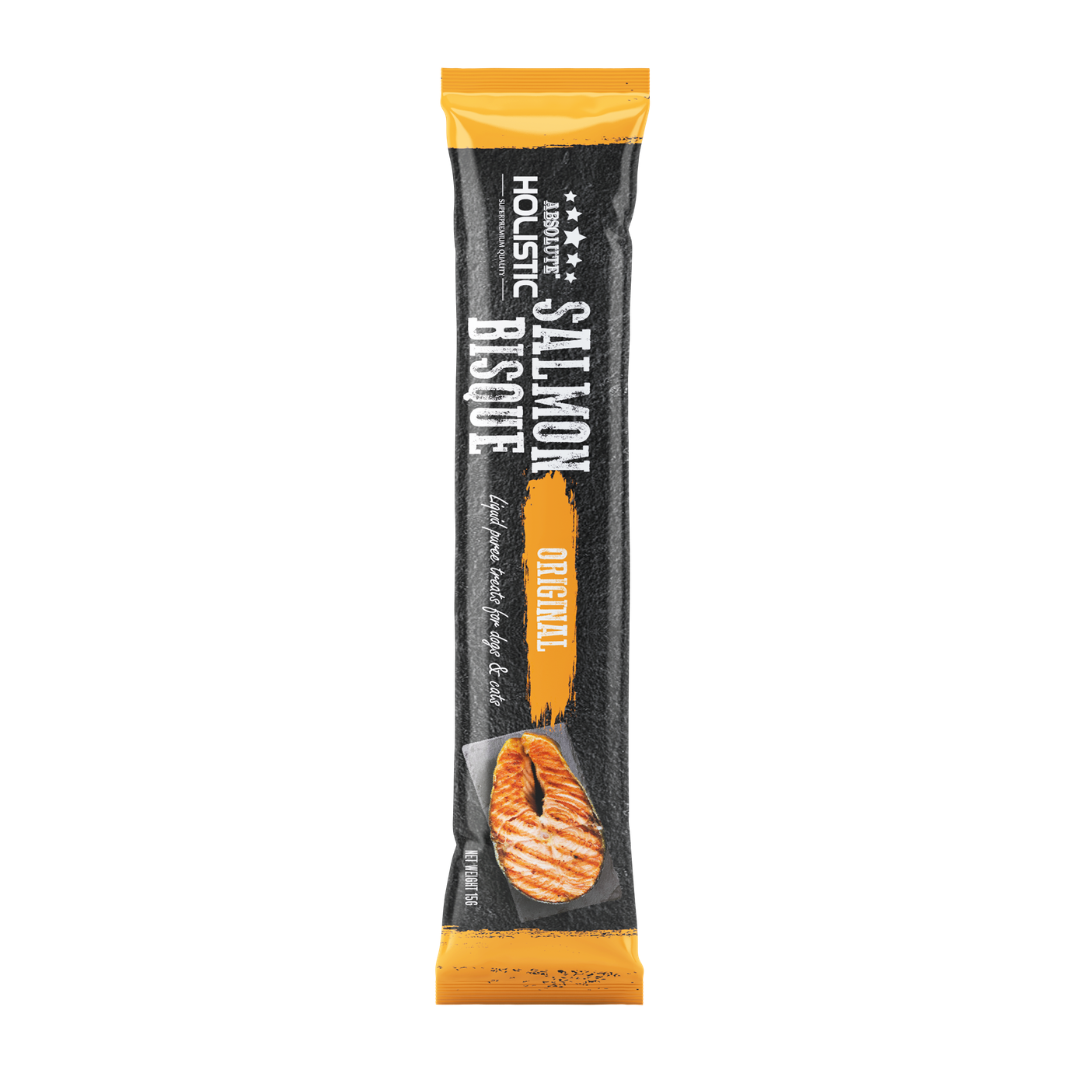 Absolute Holistic Liquid Puree Treats for Cats & Dogs - Salmon Bisque (15g x 60 Sticks)