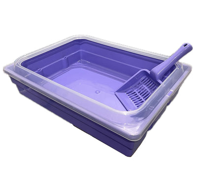 Cat Litter Tray Transparent (S) w/ Scoop - Purple