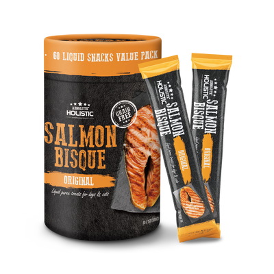 Absolute Holistic Liquid Puree Treats for Cats & Dogs - Salmon Bisque (15g x 60 Sticks)