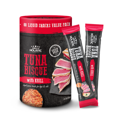 Absolute Holistic Liquid Puree Treats for Cats & Dogs - Tuna Bisque with Krill (15g x 60 Sticks)