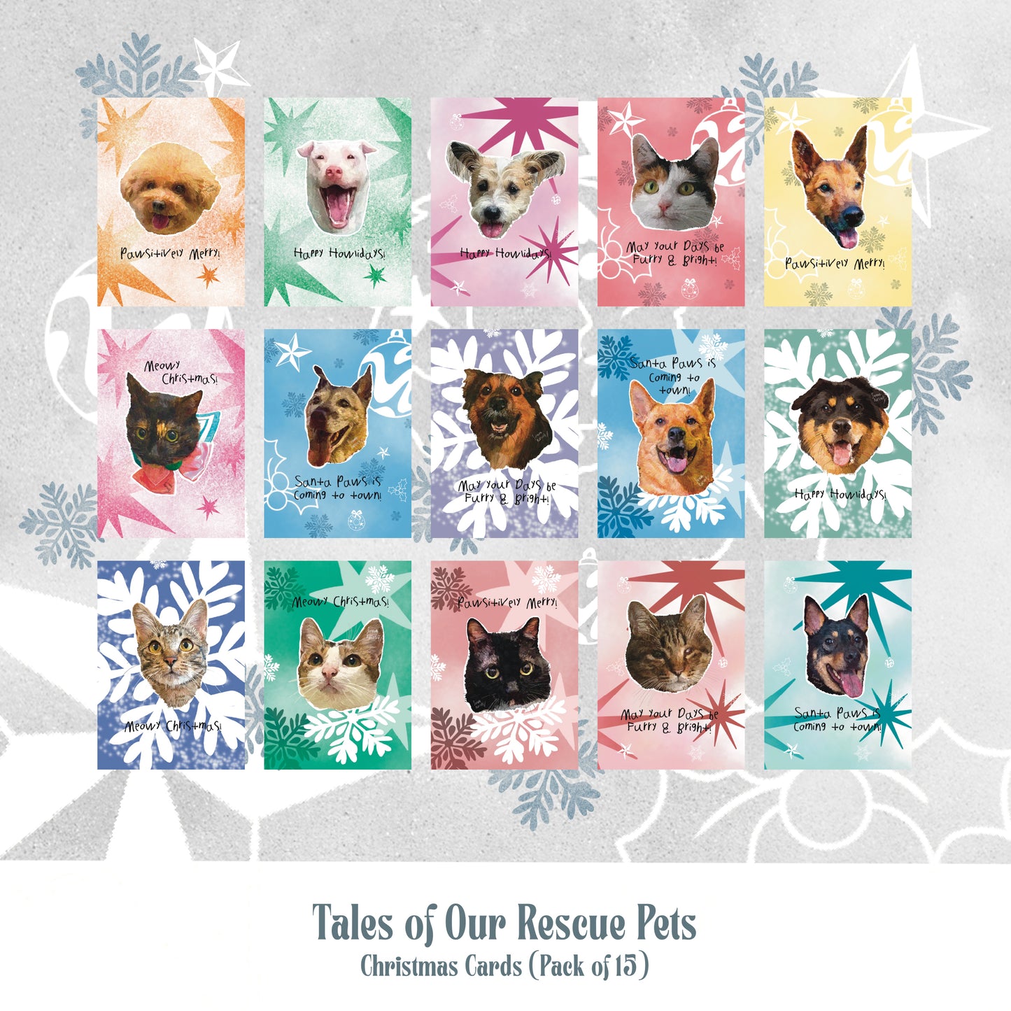 Tales of Our Rescue Pets Christmas Cards (Pack of 15)