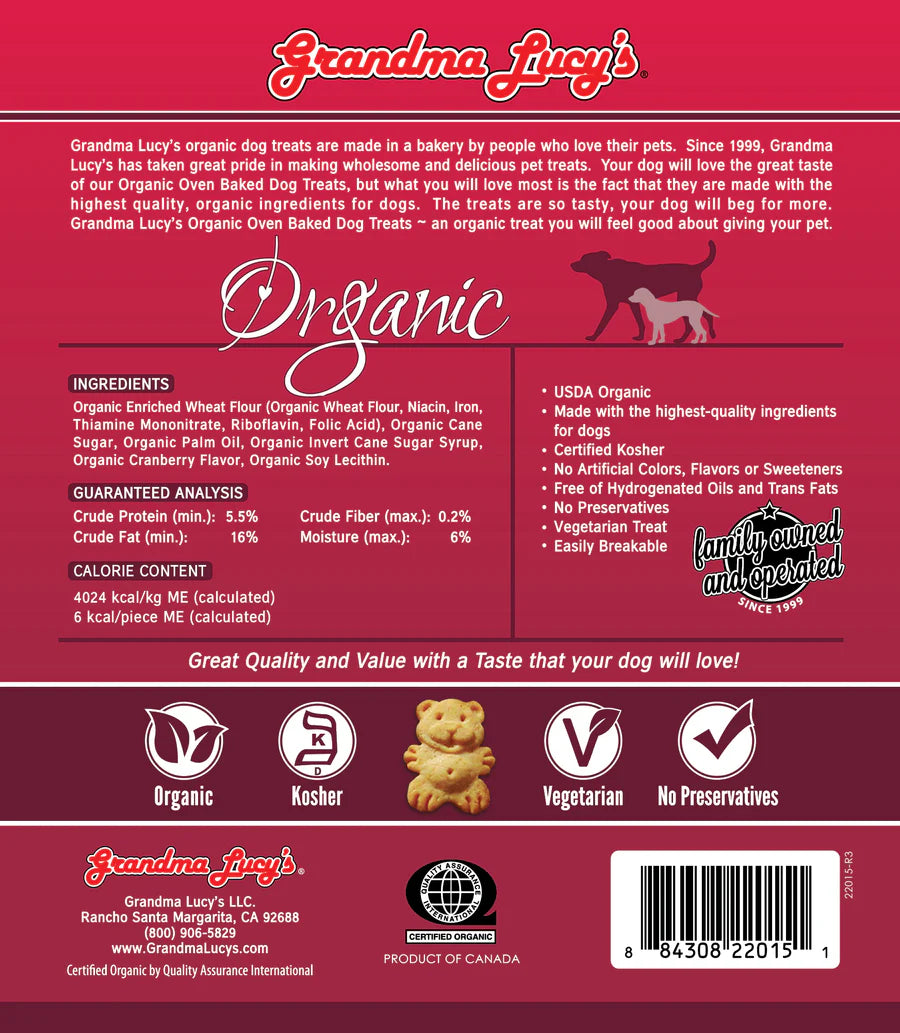 GrandmaLucys Organic Oven-Baked Dog Treats Cranberry 14oz