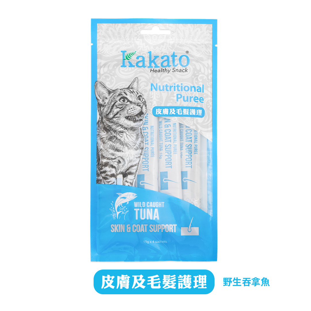 Kakato 皮毛及毛髮護理功能 保健肉泥 -野生吞拿魚 (15gx4)