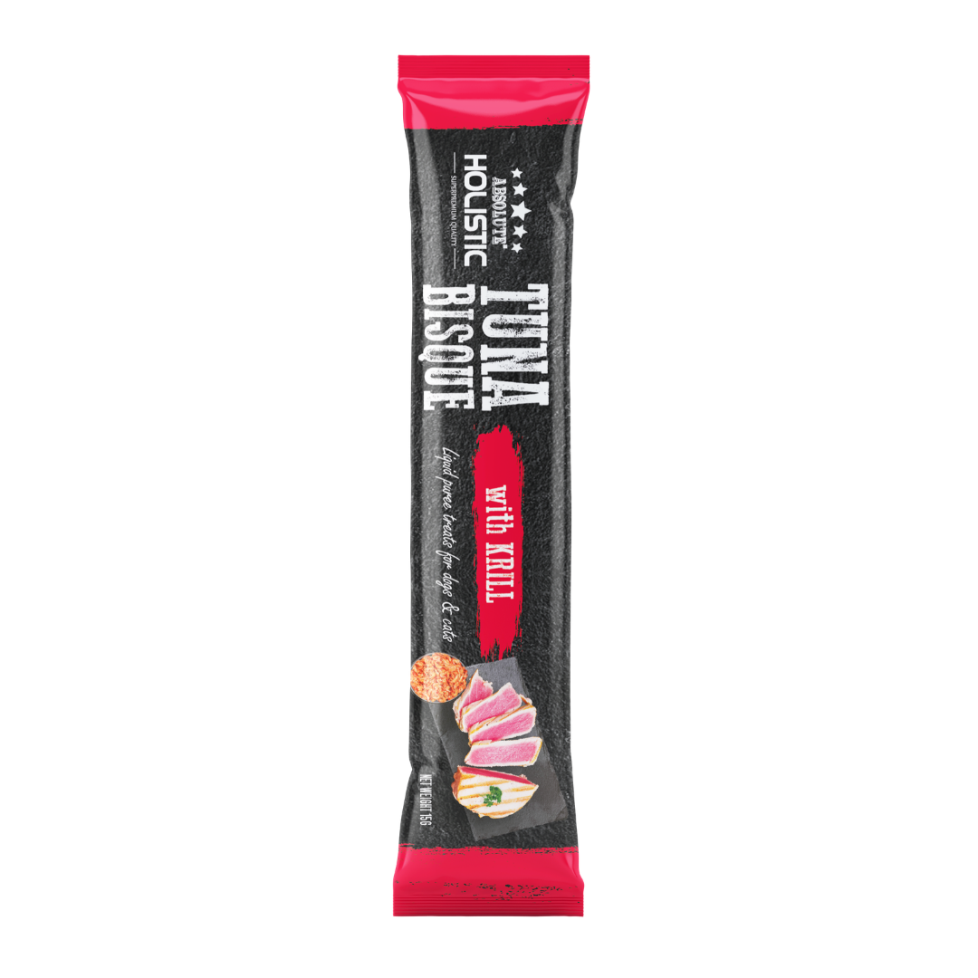 Absolute Holistic Liquid Puree Treats for Cats & Dogs - Tuna Bisque with Krill (15g x 60 Sticks)