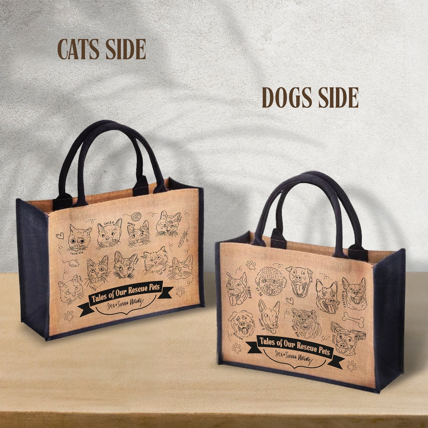 Tales of Our Rescue Pets Jute Shopping Bag