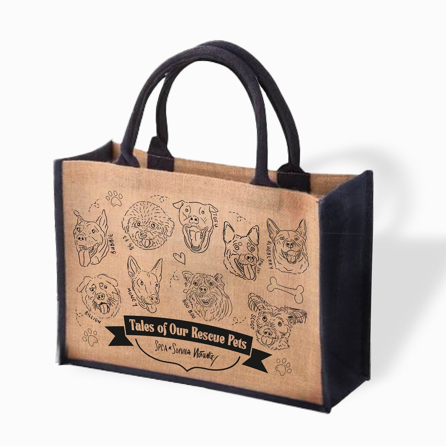 Tales of Our Rescue Pets Jute Shopping Bag